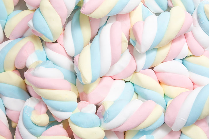 multicolored marshmallow lot, spiral, pastel, sweet, multi colored, HD wallpaper