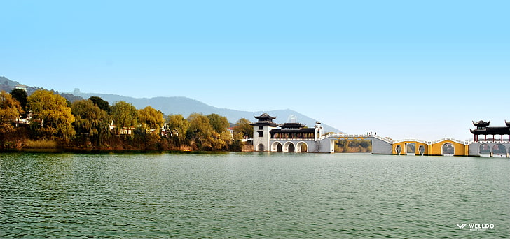 ancient, China's wind, water, architecture, building exterior, HD wallpaper