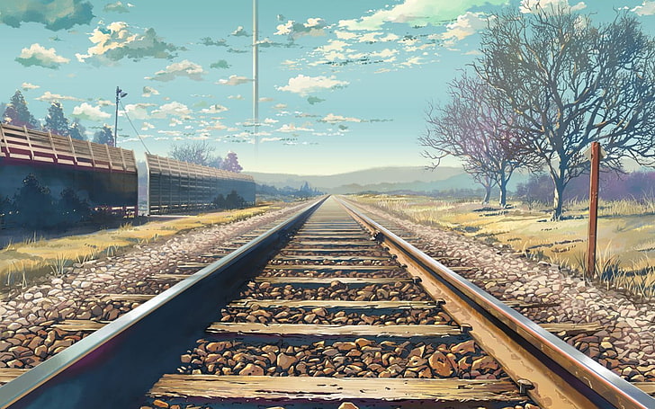 photo of empty railway, Makoto Shinkai, 5 Centimeters Per Second