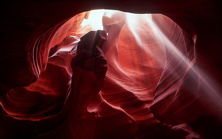 nature, erosion, Antelope Canyon, sun rays, Arizona, red, sandstone, HD wallpaper