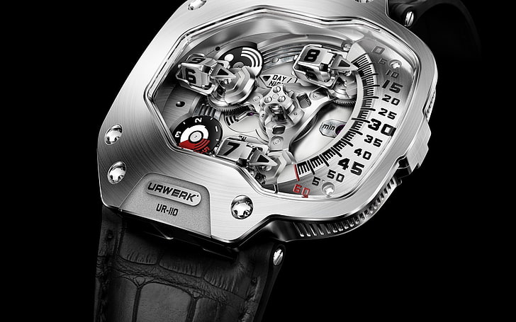 watch, luxury watches, Urwerk, studio shot, black background, HD wallpaper
