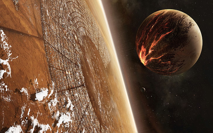brown planet, science fiction, space, astronomy, star - space