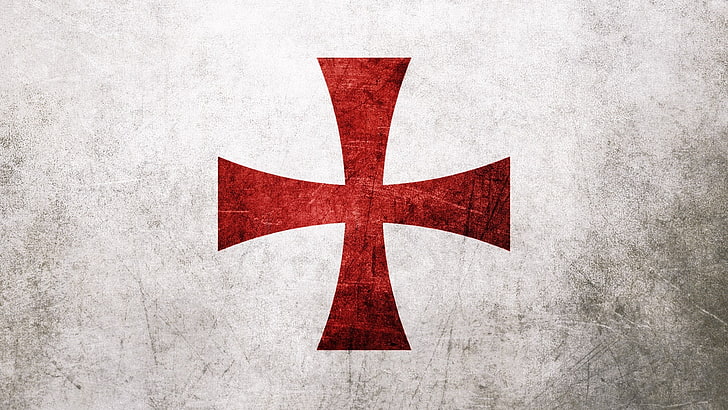 christianity cross knights templar assassins creed, red, flag, HD wallpaper