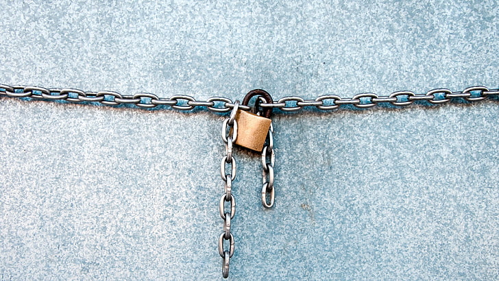 chains, lock, wall, granite, padlock, strong, closed, locked, HD wallpaper