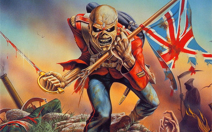 music, album covers, Iron Maiden, Union Jack, band, metal band, HD wallpaper