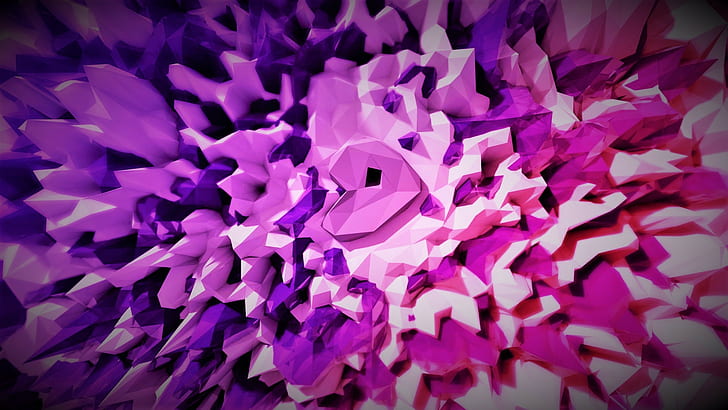 digital art, abstract, pink, shards, purple, bright, white, HD wallpaper