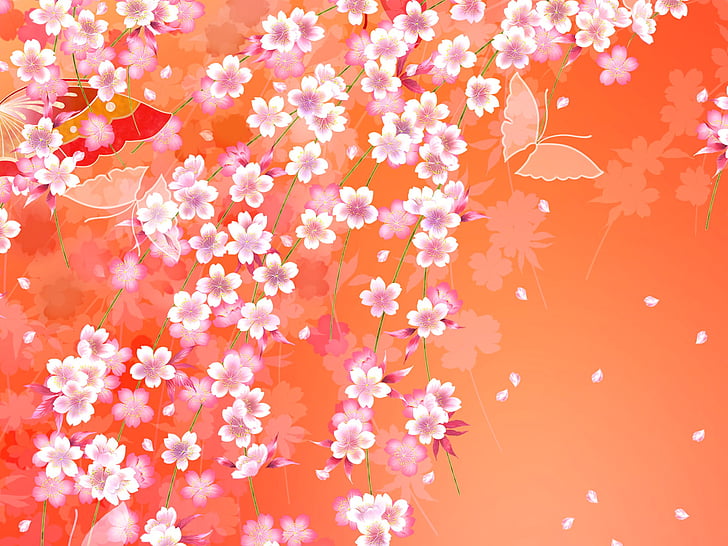 Pink And Orange Fabric Wallpaper and Home Decor  Spoonflower