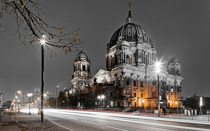 Berlin, Germany, berlin cathedral during nighttime poster, world, HD wallpaper