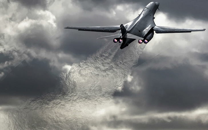 Rockwell B-1 Lancer Supersonic Strategic Bomber Takeoff, HD wallpaper