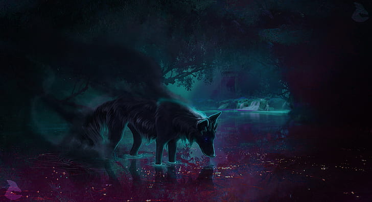 Powerful Epic Legendary Wolf with glowing face in Universe Spiritual  Animal Awakening ConceptMagical Fantasy Epic Wallpaper Generative AI  Stock Illustration  Adobe Stock