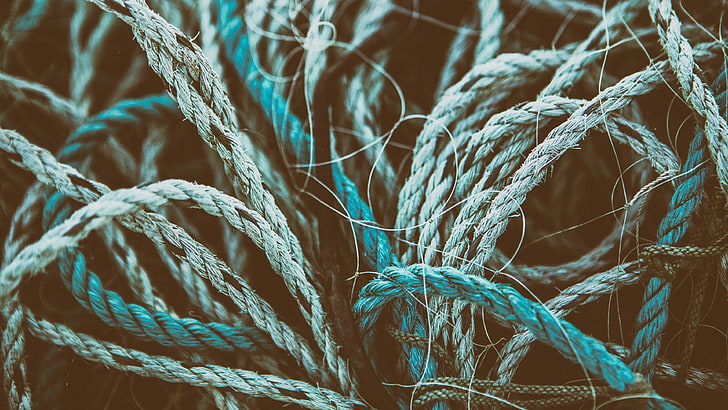 photography, closeup, ropes, texture, Tangled, knot, full frame, HD wallpaper