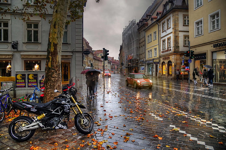 autumn, the city, rain, street, building, Ed Gordeev