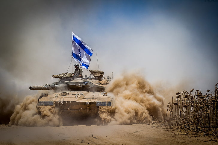 Israel Army, flag, Merkava Mark IV, tank, Israel Defense Forces, HD wallpaper