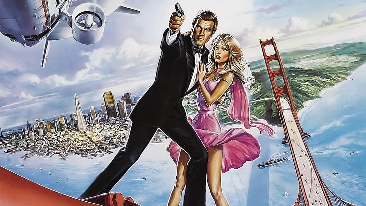 movies, James Bond, A View to a Kill, Roger Moore, cloud - sky