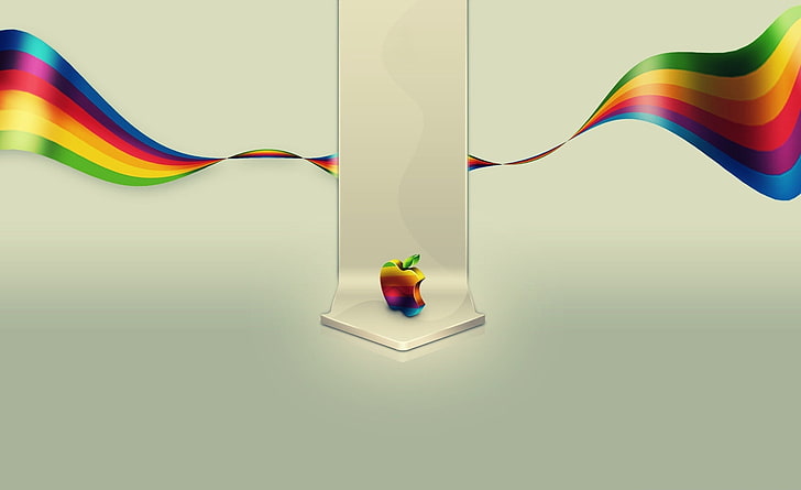 Apple Logo, Apple logo, Computers, Mac, Rainbow, Abstract, Glossy