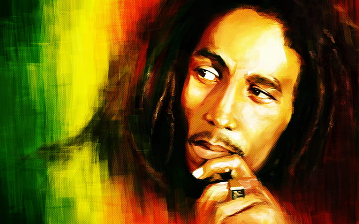 Bob Marley Portrait Painting, men, male, artist, HD wallpaper