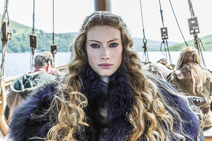 women's brown hair, Alyssa Sutherland, Aslaug, Vikings (TV series), HD wallpaper