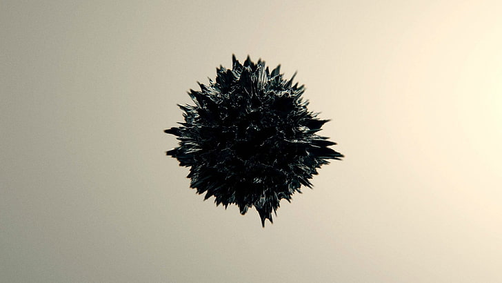 black spiky wallpaper, abstract, digital art, minimalism, simple background