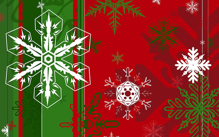 red and white floral textile, holiday, Christmas ornaments , celebration, HD wallpaper