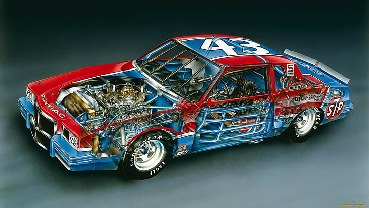 1982 (Year), car, vehicle, Nascar, Pontiac, transparency, Richard Petty, HD wallpaper