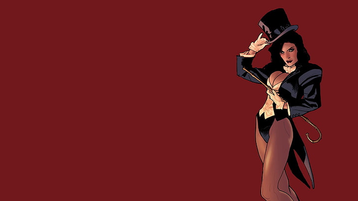 Zatanna, DC Comics, Adam Hughes, red background, illustration, HD wallpaper
