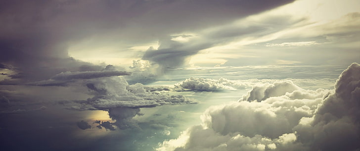 sea of clouds, ultra-wide, sky, cloud - sky, beauty in nature, HD wallpaper