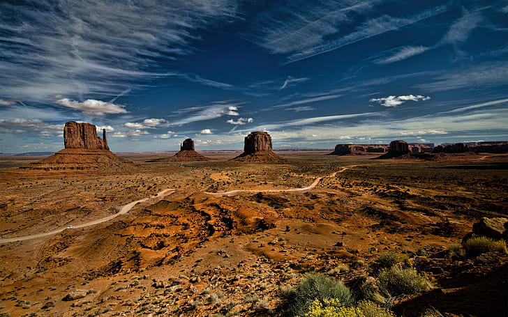 Monument Valley, USA, sky, clouds, desert, HD wallpaper