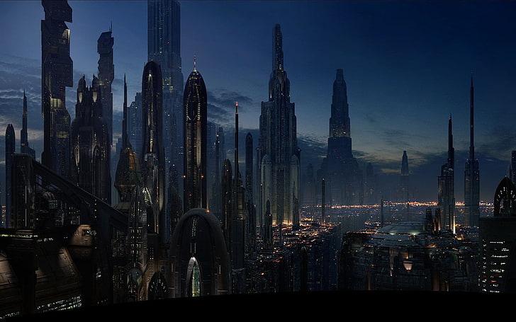 Coruscant, Star Wars, science fiction, futuristic, futuristic city, HD wallpaper