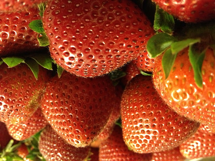 pile of strawberries, strawberries, red #fruit, red  fruit, filter