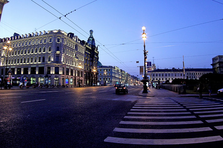 gray and white road, machine, movement, street, Peter, Saint Petersburg, HD wallpaper