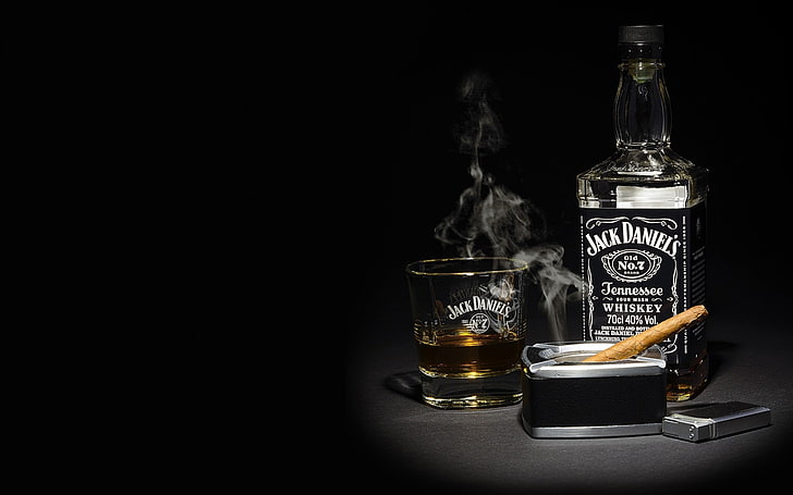 jack daniels   wide, food and drink, refreshment, black background, HD wallpaper