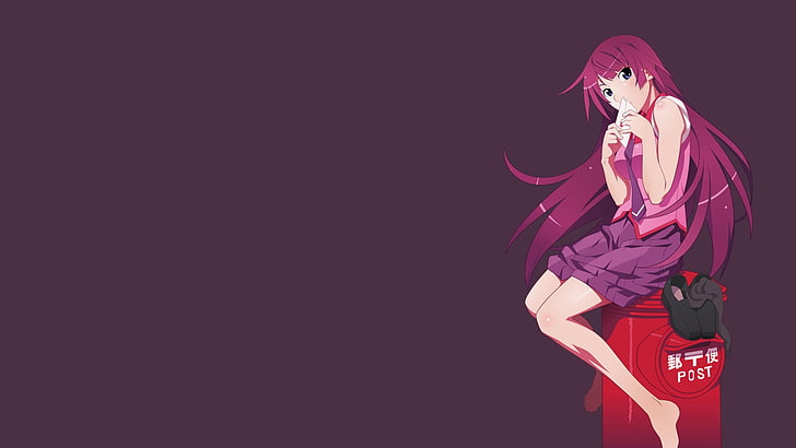 pink haired female anime wallpaper, anime girls, simple background