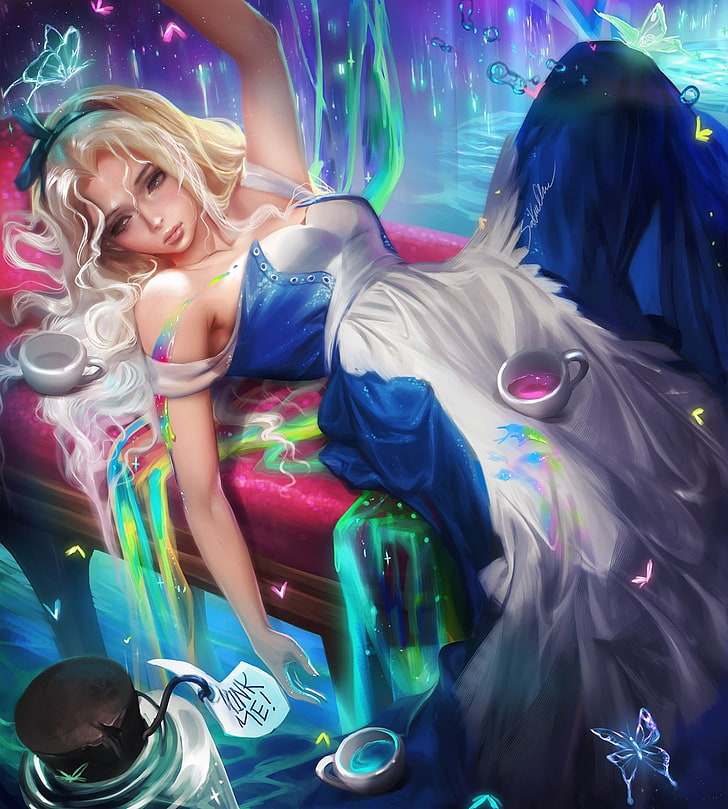 Sakimichan, realistic, Alice in Wonderland, multi colored, one person