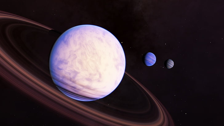 solar system, Space Engine, Gas giant, planetary rings, space art, HD wallpaper