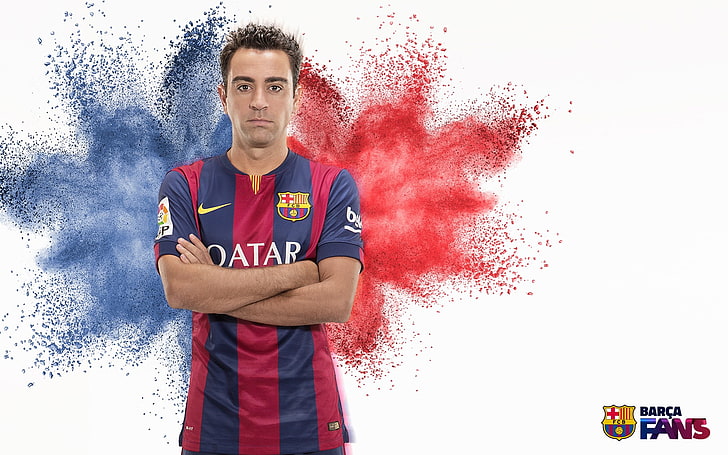 Xavi Hernandez-FC Barcelona HD Wallpaper, looking at camera, one person