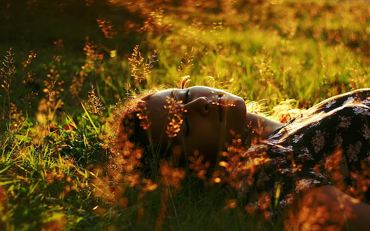 HD wallpaper: Girl sleep in the grass, summer | Wallpaper Flare