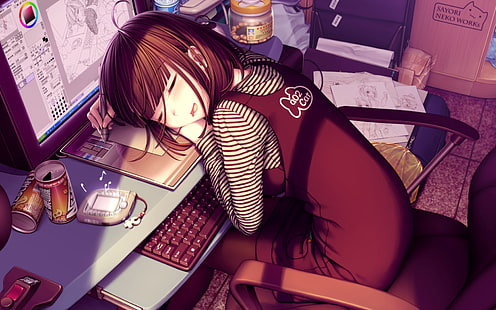 HD wallpaper: keyboards sleeping screen anime girls 3840x2400 Anime Hot  Anime HD Art | Wallpaper Flare