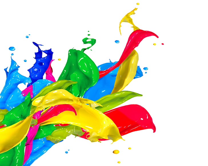 green, red, and multicolored paint plash, drops, squirt, colors, HD wallpaper