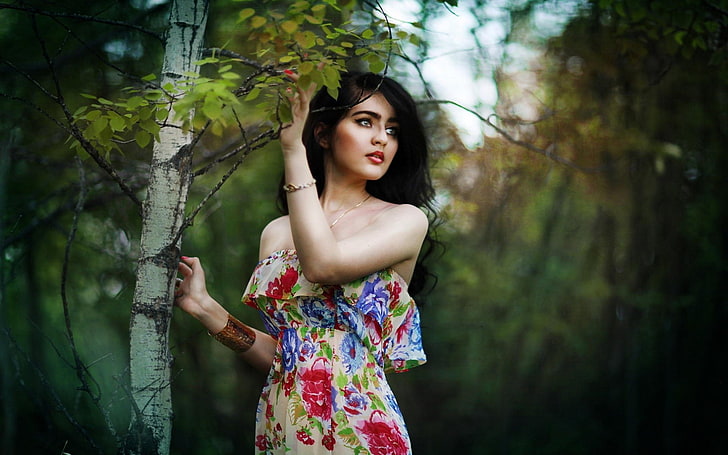 girl image 1920x1200, tree, young adult, one person, beautiful woman, HD wallpaper