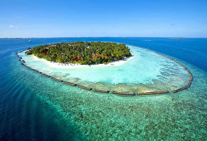 beach, landscape, Maldives, HD wallpaper