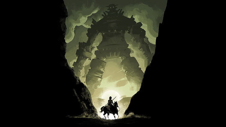 horseman game wallpaper, video games, artwork, Shadow of the Colossus