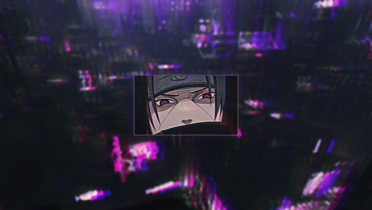 Uchiha Itachi, Naruto (anime), Uchiha clan, aestethic, purple background, HD wallpaper
