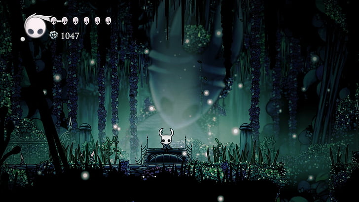 Video Game, Hollow Knight, plant, tree, illuminated, text, nature