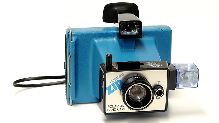blue Polaroid land camera, technology, 1975 (year), Polaroid Instamatic
