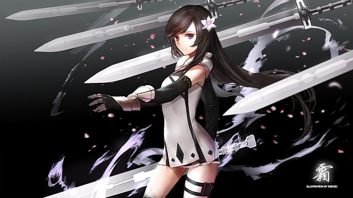 black-haired female anime character wallpaper, swd3e2, original characters, HD wallpaper