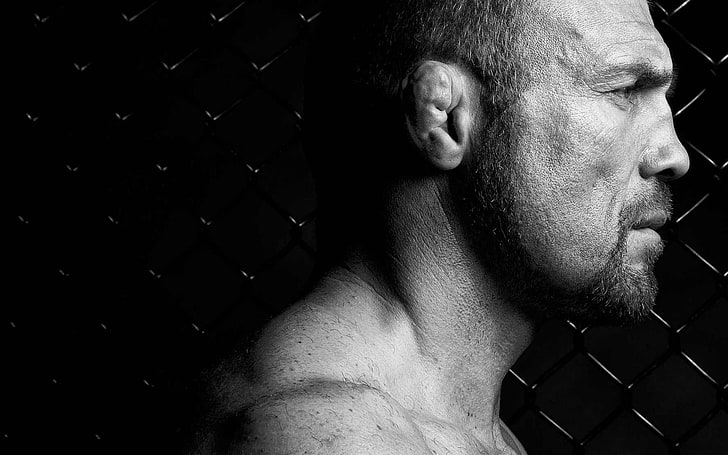 mesh, athlete, actor, background black, Randy Couture, UFC, HD wallpaper