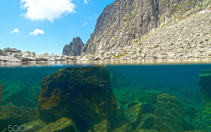 rocky mountain, nature, water, underwater, 500px, rock - object, HD wallpaper