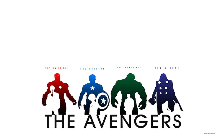 The Avengers illustration, Thor, Captain America, Hulk, Iron Man