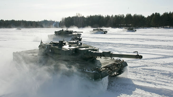 black battle tanks during daytime, military, Finnish Army, Leopard 2