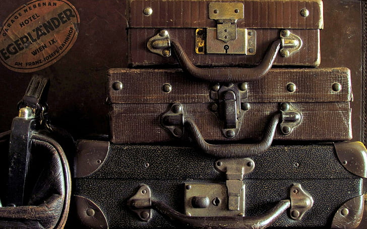 Suitcases, three briefcases, photography, 1920x1200, HD wallpaper